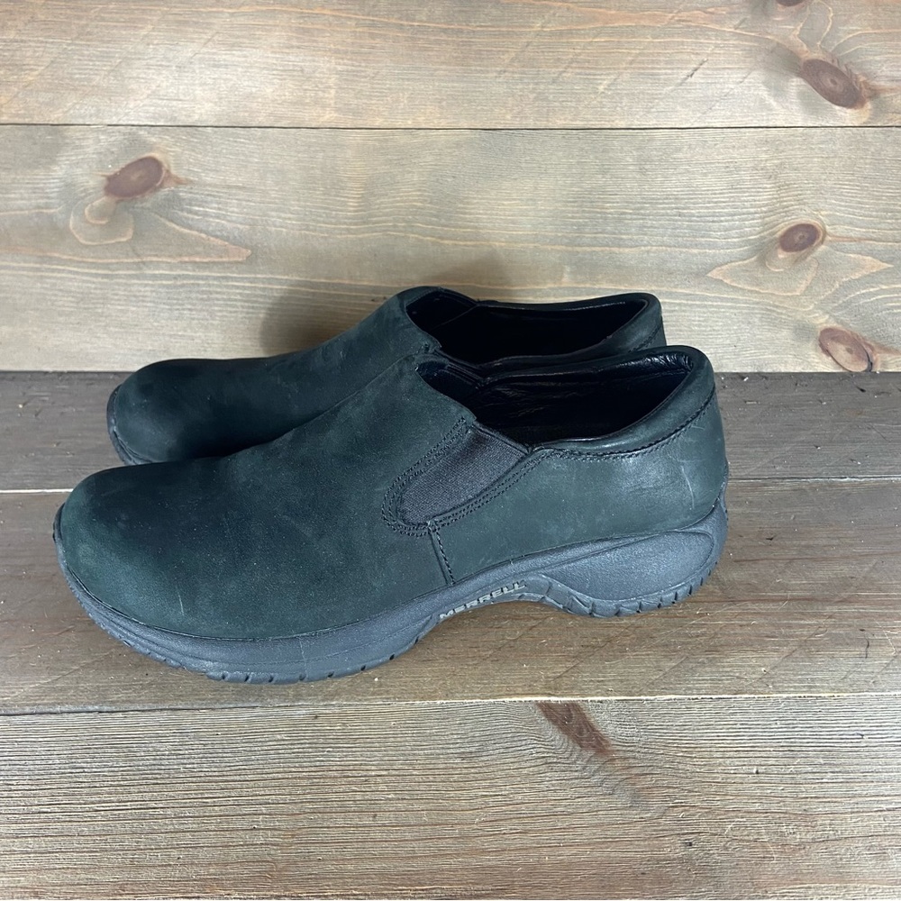 Merrell encore women size 7.5 shoes black leather slip on comfort clogs